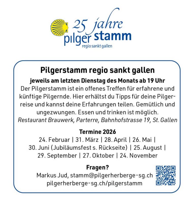 Termine Pilgerstamm 2026 St. Gallen