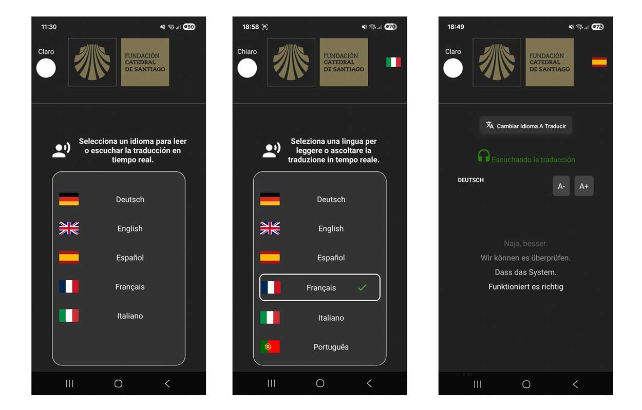 Übersetzungs-APP in Santiago Kathedrale
